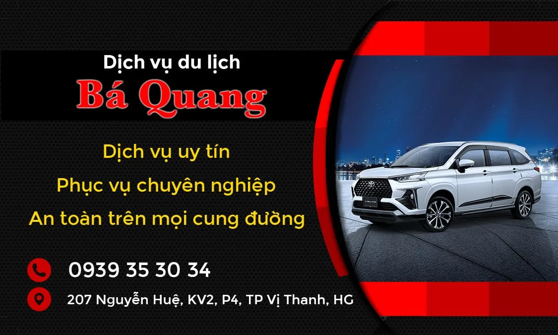 Danh thiếp dịch vụ xe Bá Quang với Toyota Veloz trắng